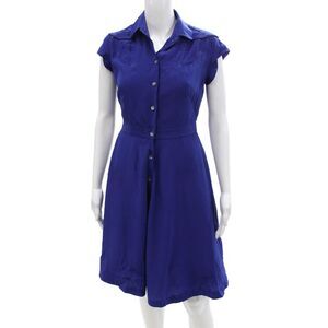 McQ by Alexander McQueen Womens Silk A Line Dress Blue Size Italian 38